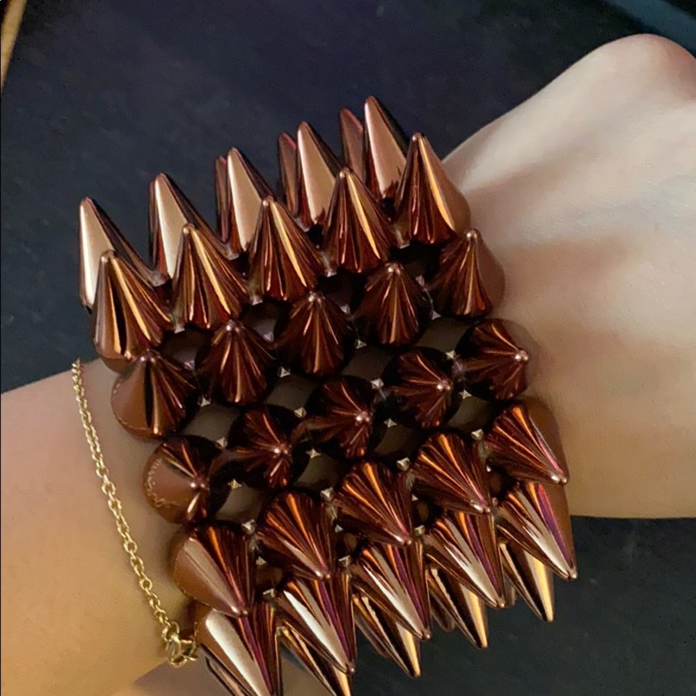 Bronze 5 row spiked bracelet
